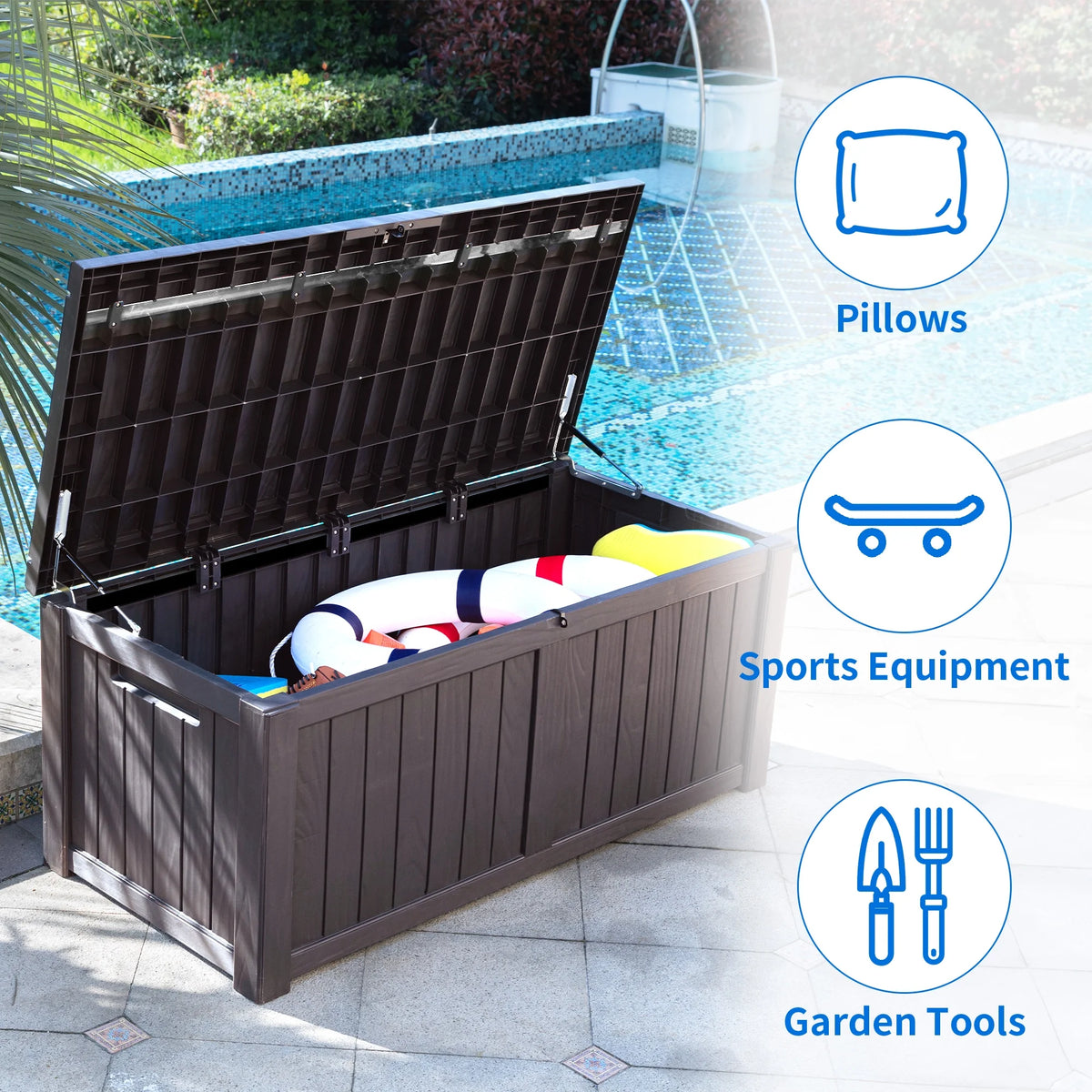 Outdoor Storage Deck Box 120 Gallon Resin N72810