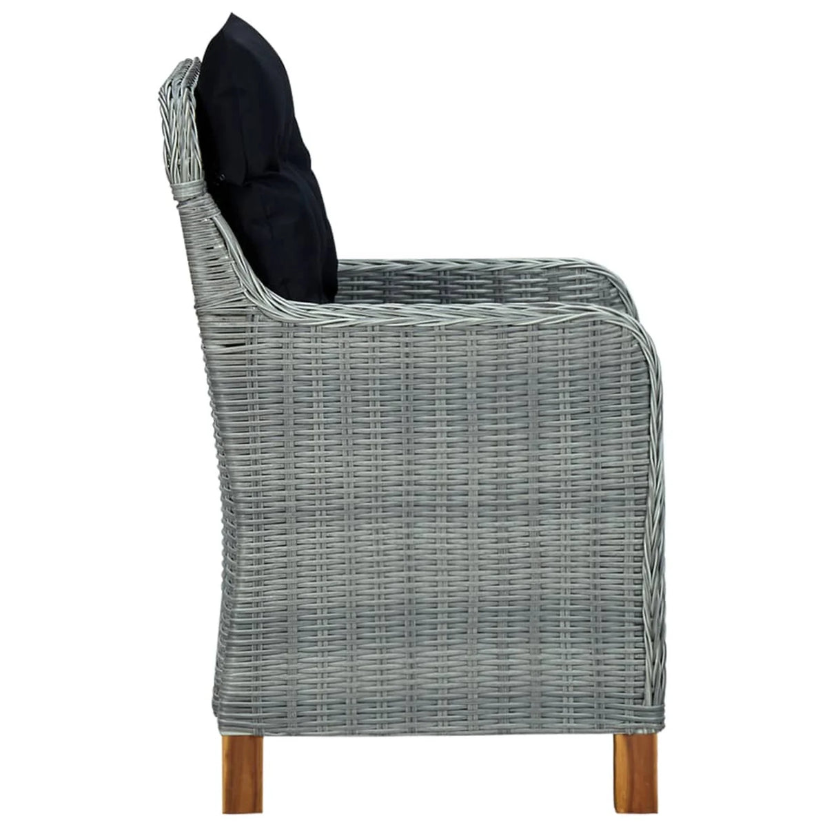 Gray Poly Rattan Patio Chairs with Cushions 2 pcs J2785