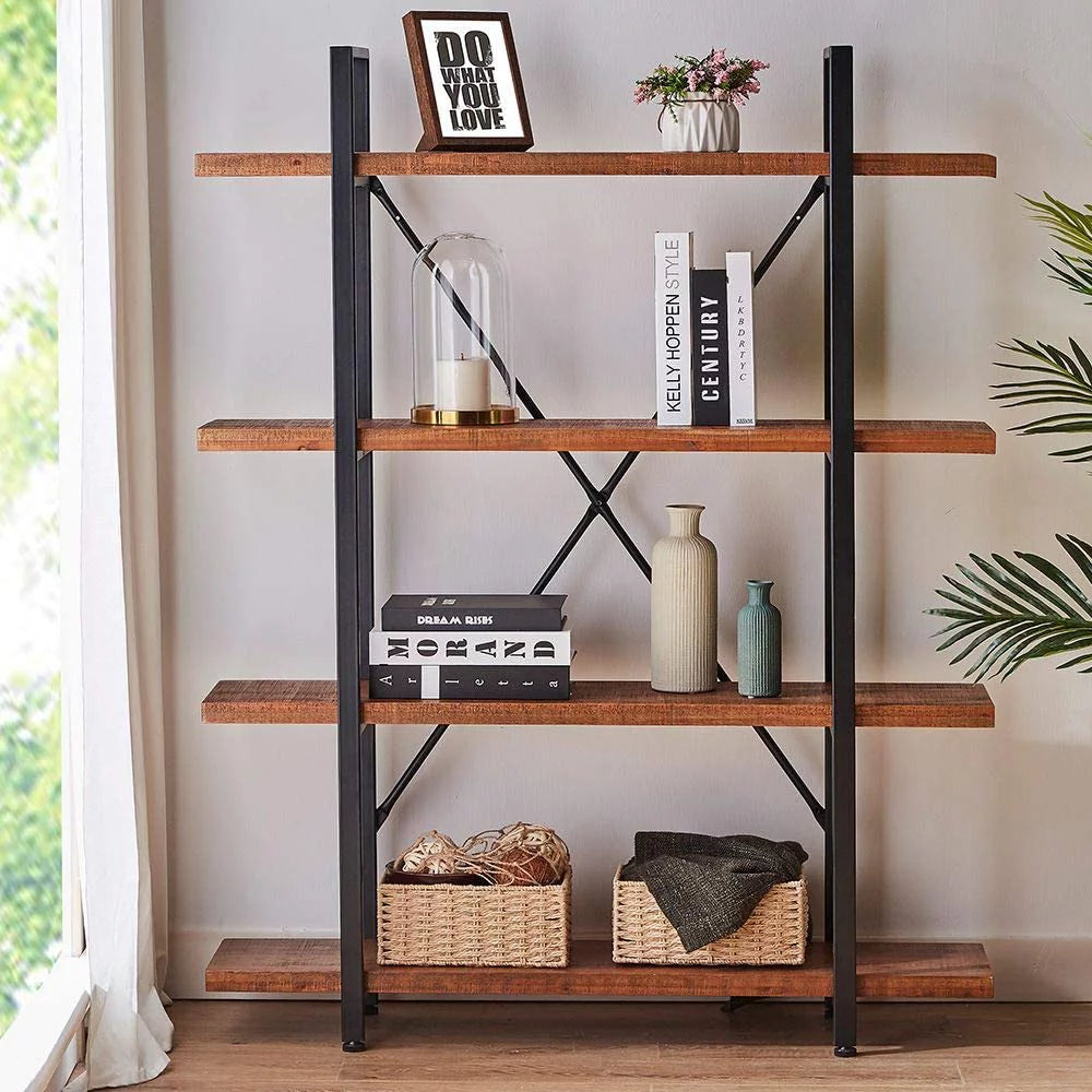 5 Tier Rustic Solid Wood Bookcase V68158