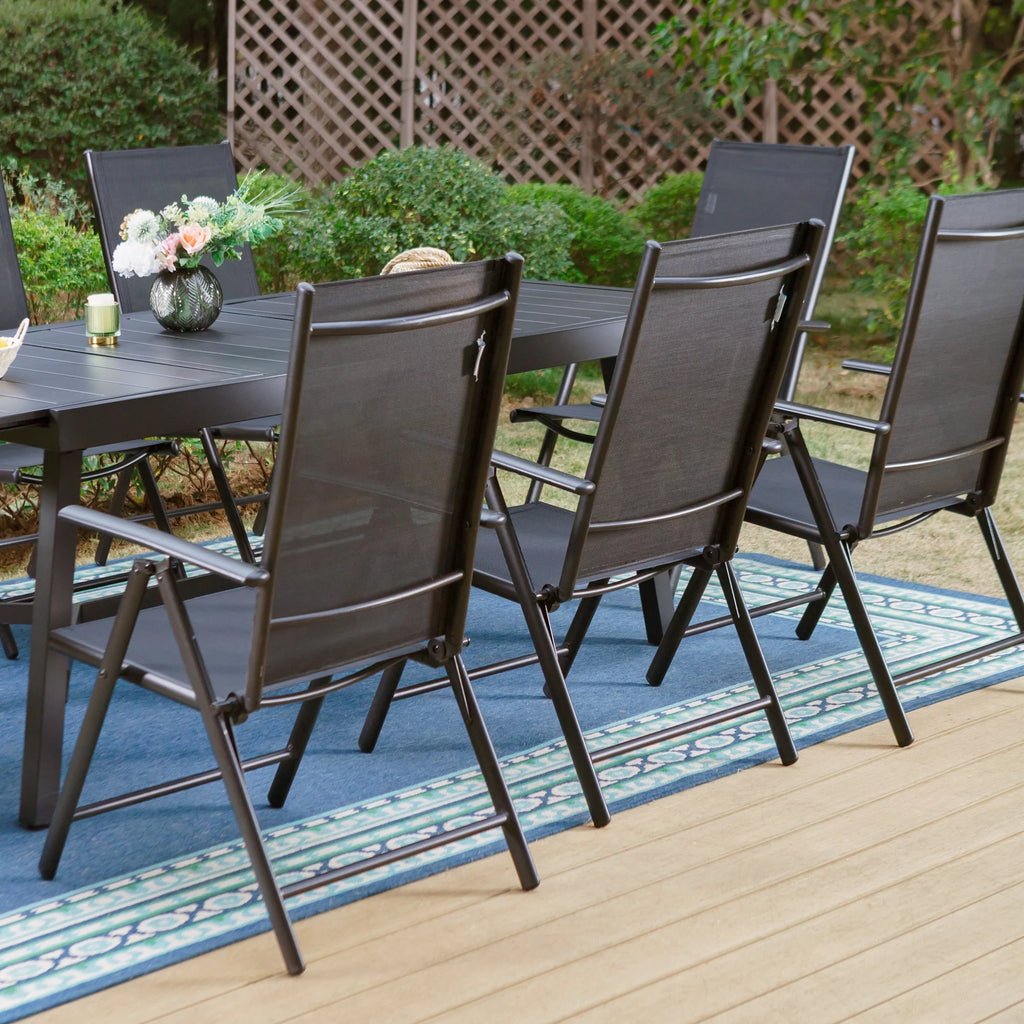 9-Piece Black Outdoor Dining Set with Expandable Table X55825