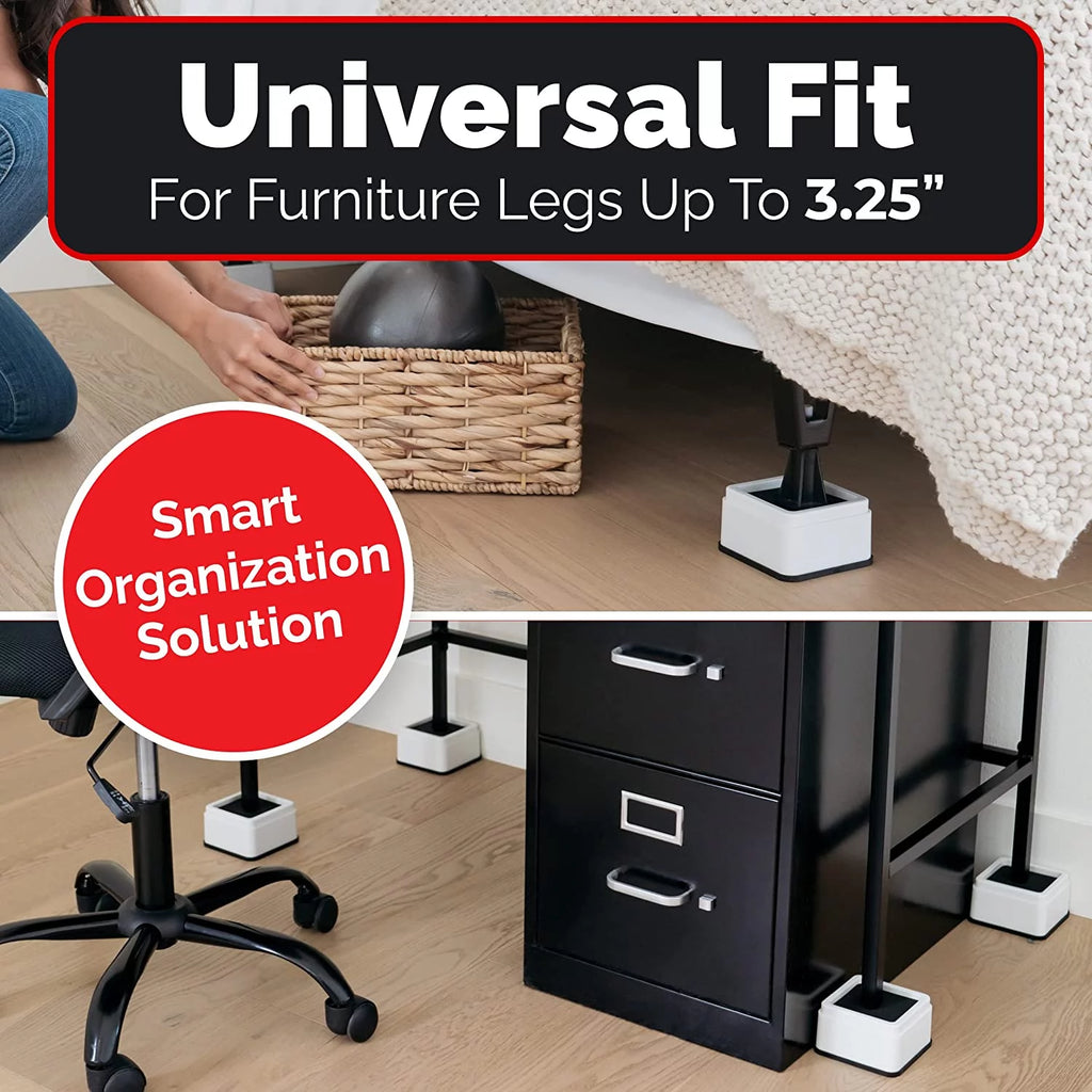 White Square Stackable Bed and Furniture Risers X6816