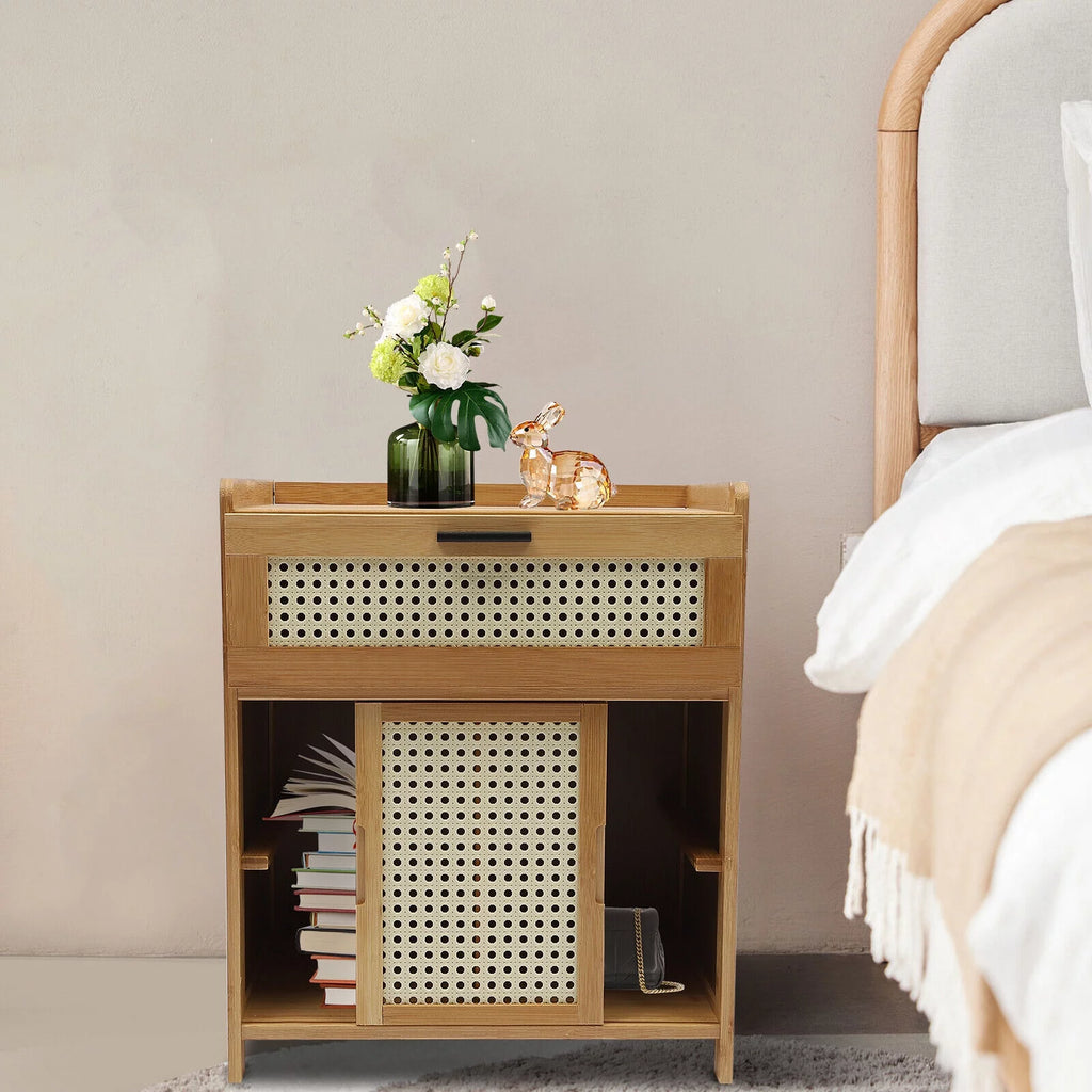 Bamboo Nightstand with Drawer J98669