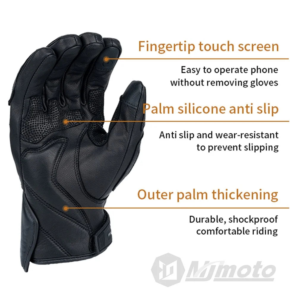 Vintage Leather Touchscreen Motorcycle Gloves B315