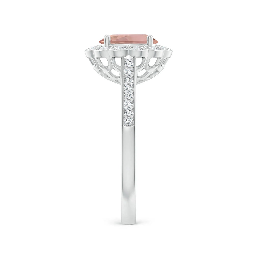 Natural Morganite Diamond Halo Ring in Platinum, Size 10.5 C912747