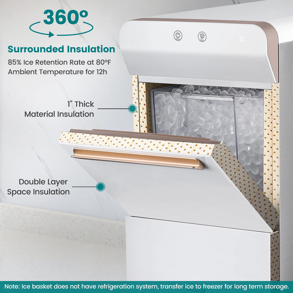 White Stainless Steel Countertop Nugget Ice Maker T268563