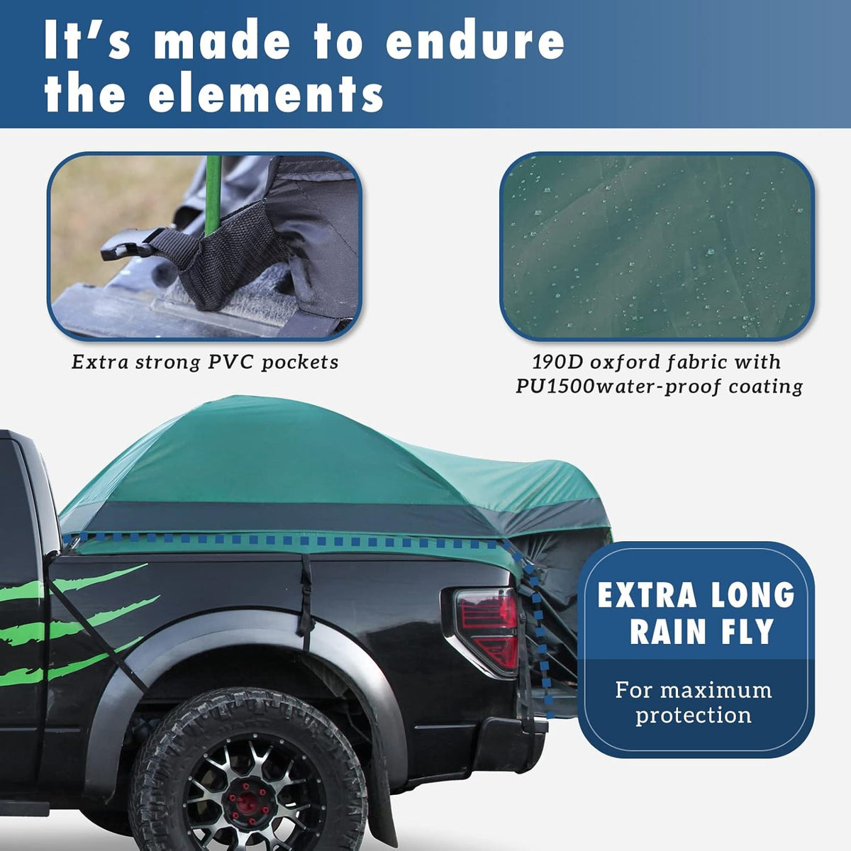 Full Size Truck Tent for Camping with Waterproof Rainfly, Double Layer, Fits Mattresses 79-81" J316