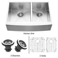33-inch Farmhouse Stainless Steel Kitchen Sink with Two Grids and Two Strainers I878697