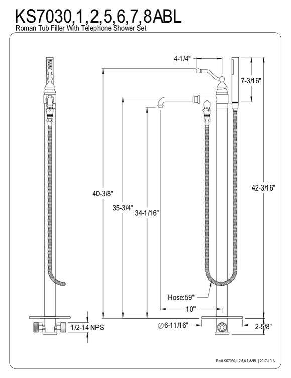 Brushed Brass Freestanding Tub Faucet with Hand Shower D3863