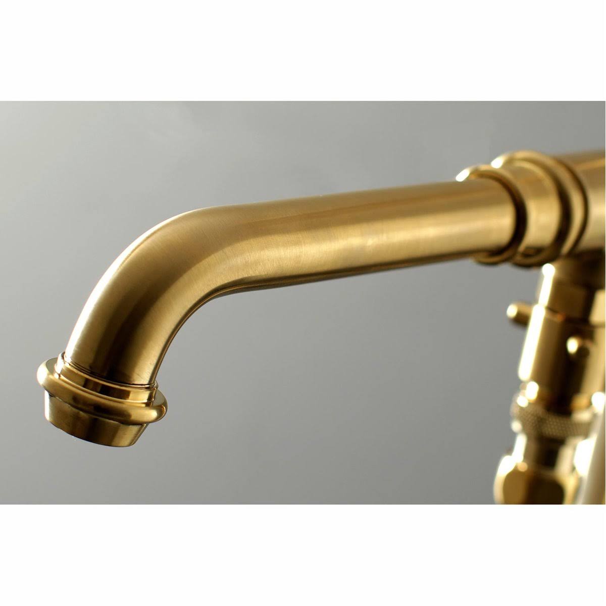 Brushed Brass Freestanding Tub Faucet with Hand Shower D3863
