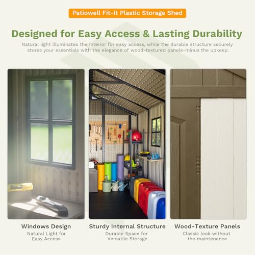 8 x 12 FT Plastic Outdoor Storage Shed with Floor B168