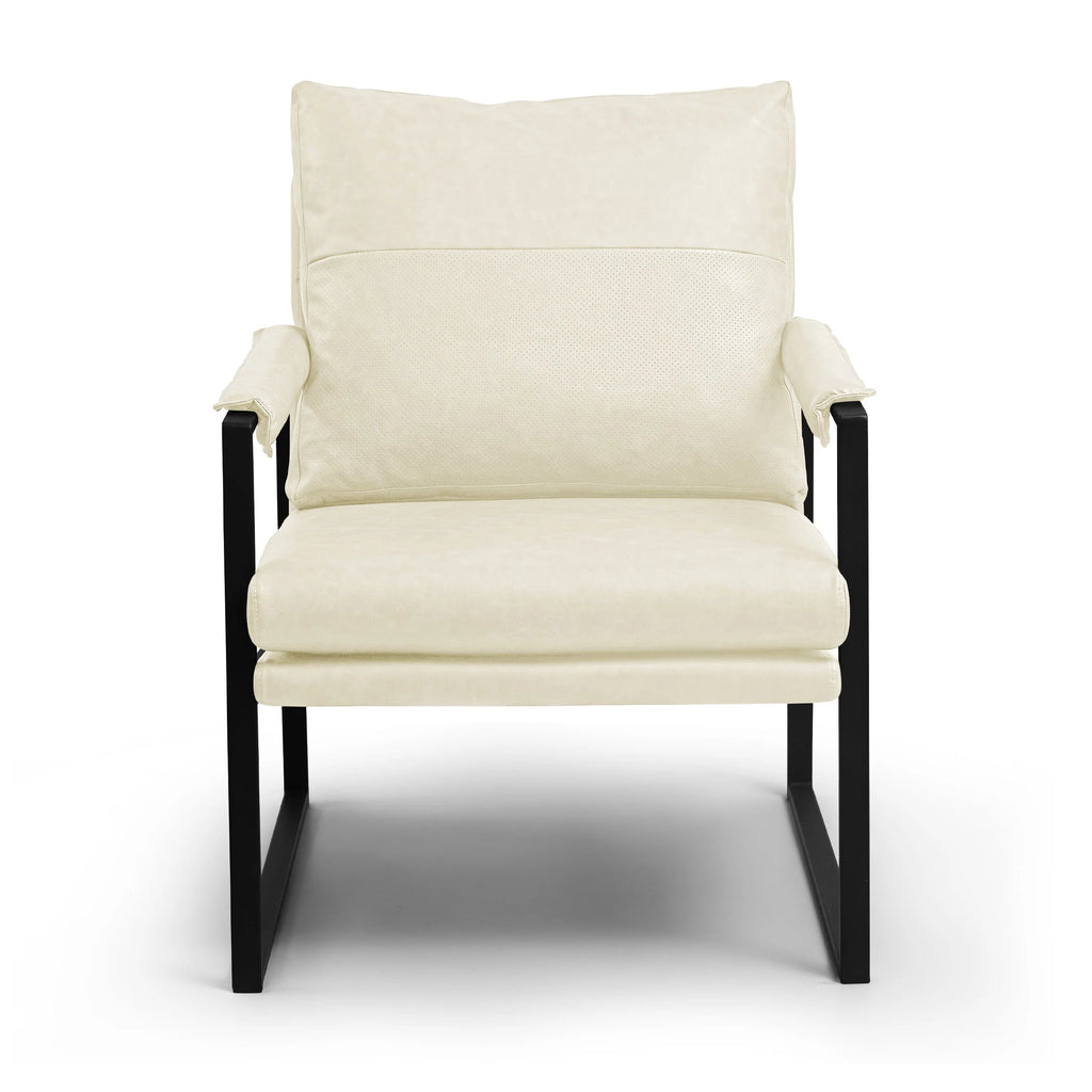 White Faux Leather Accent Chair V86956