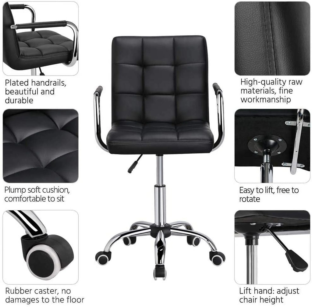 Black Faux Leather Desk Chair with Arms G7872