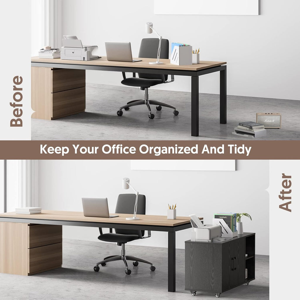 Black Rolling File Cabinet with Storage F77663