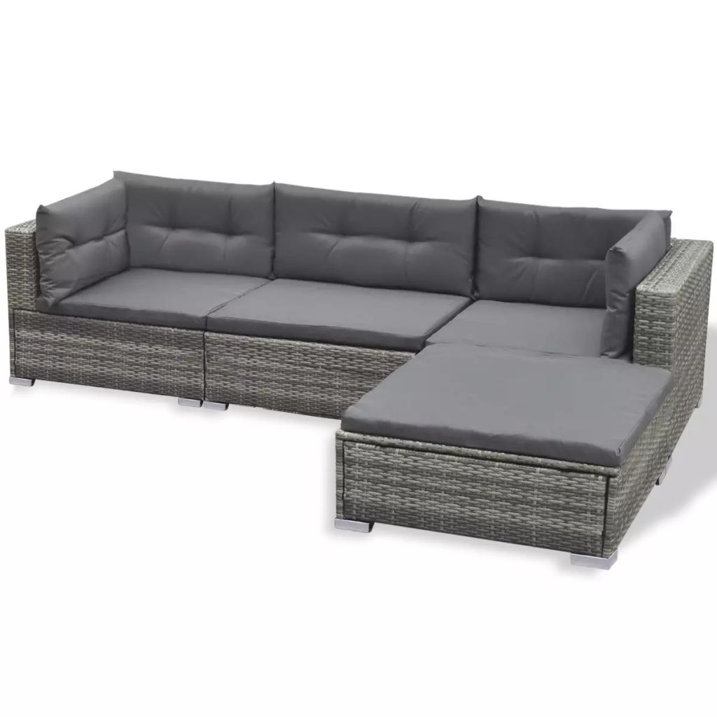 6 PCS Rattan Patio Sectional Sofa Set with Cushions Ottoman and Coffee Table (Grey) S4762