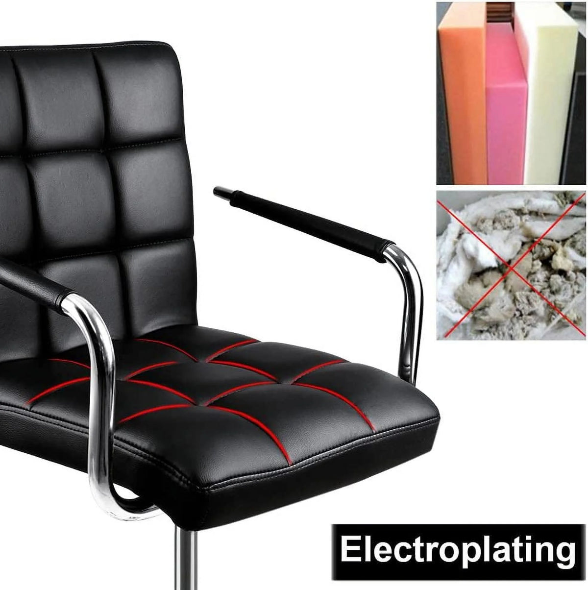 Black Faux Leather Desk Chair with Arms G7872