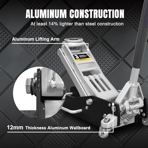 1.5 Ton Hydraulic Low Profile Aluminum and Steel Racing Floor Jack with Dual Piston Quick Lift Pump J992593
