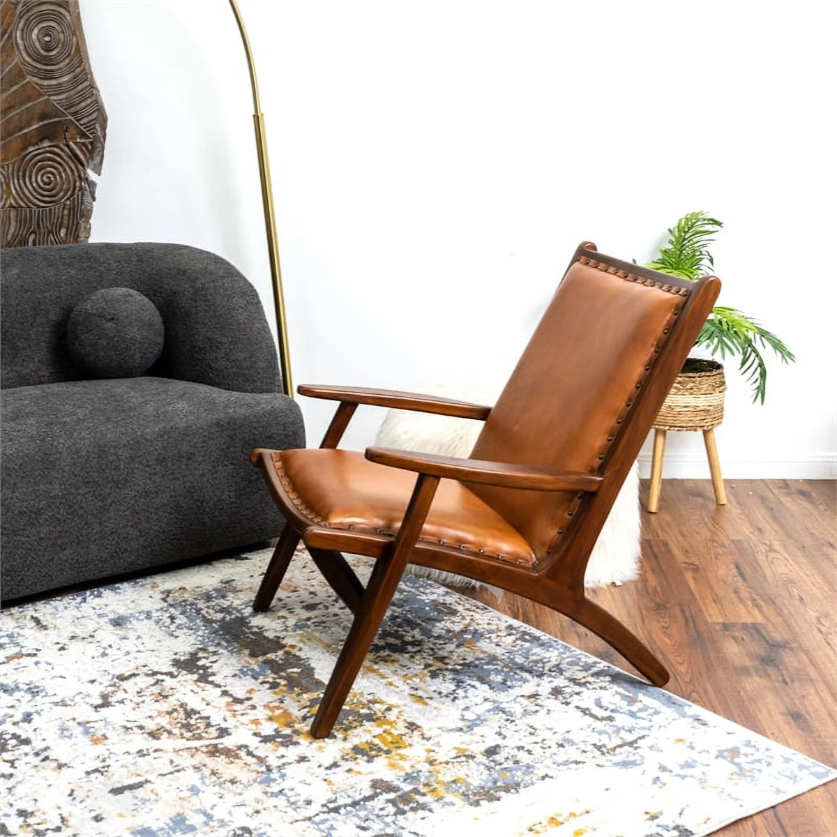 Cognac Tan Leather Armchair W71736