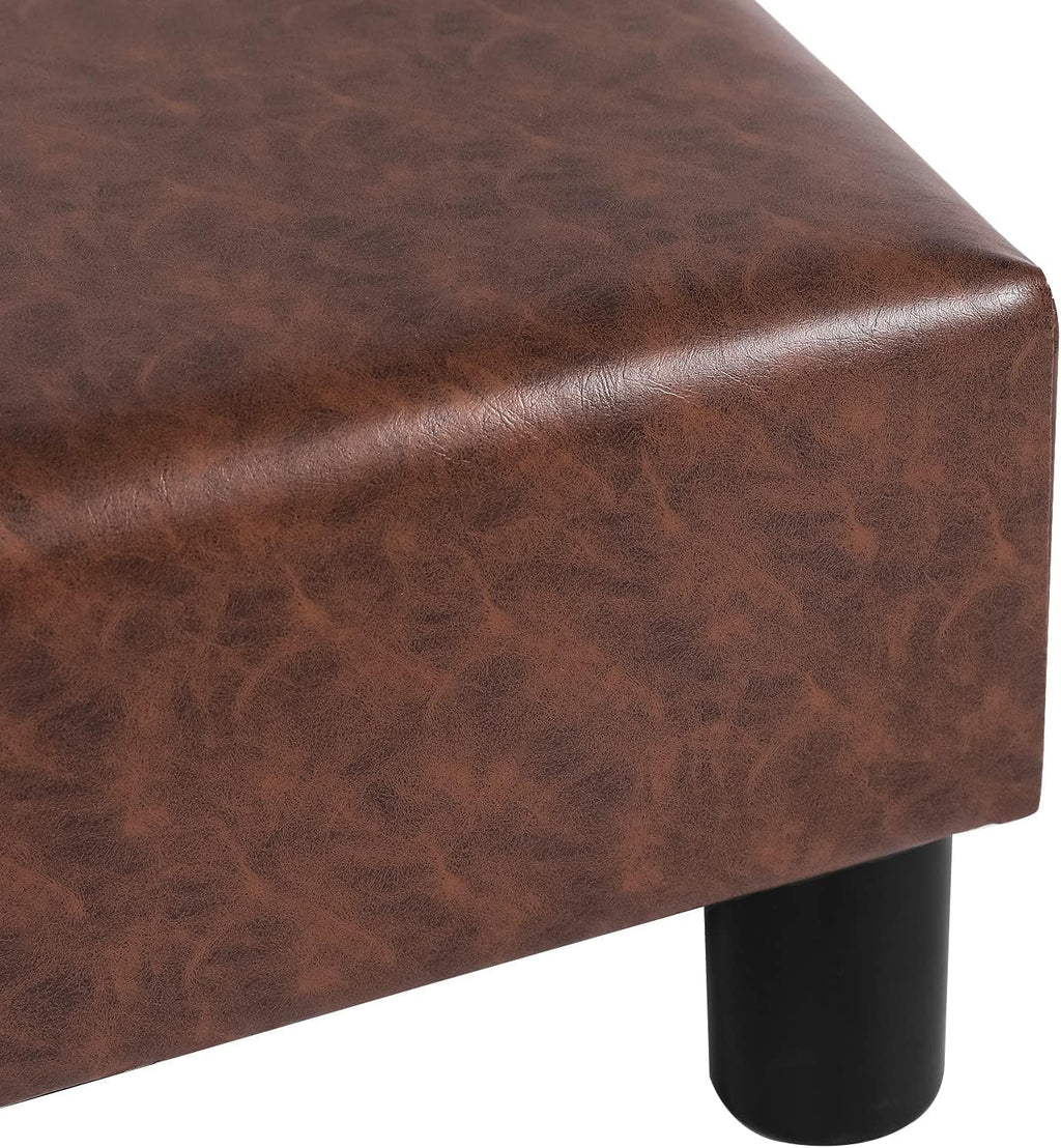 Dark Brown Faux Leather Square Footstool J75991