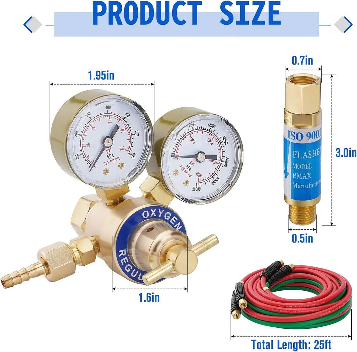 Oxygen and Acetylene Regulator Set Welding Gas Gauges H238