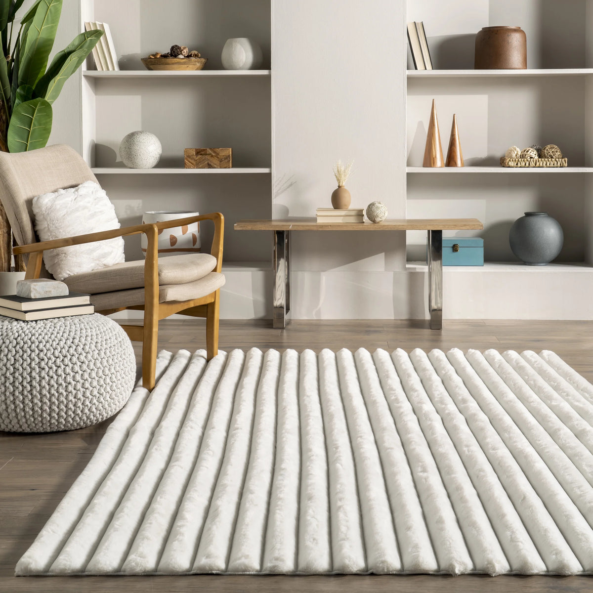 Faux Rabbit Machine Washable Area Rug J24862