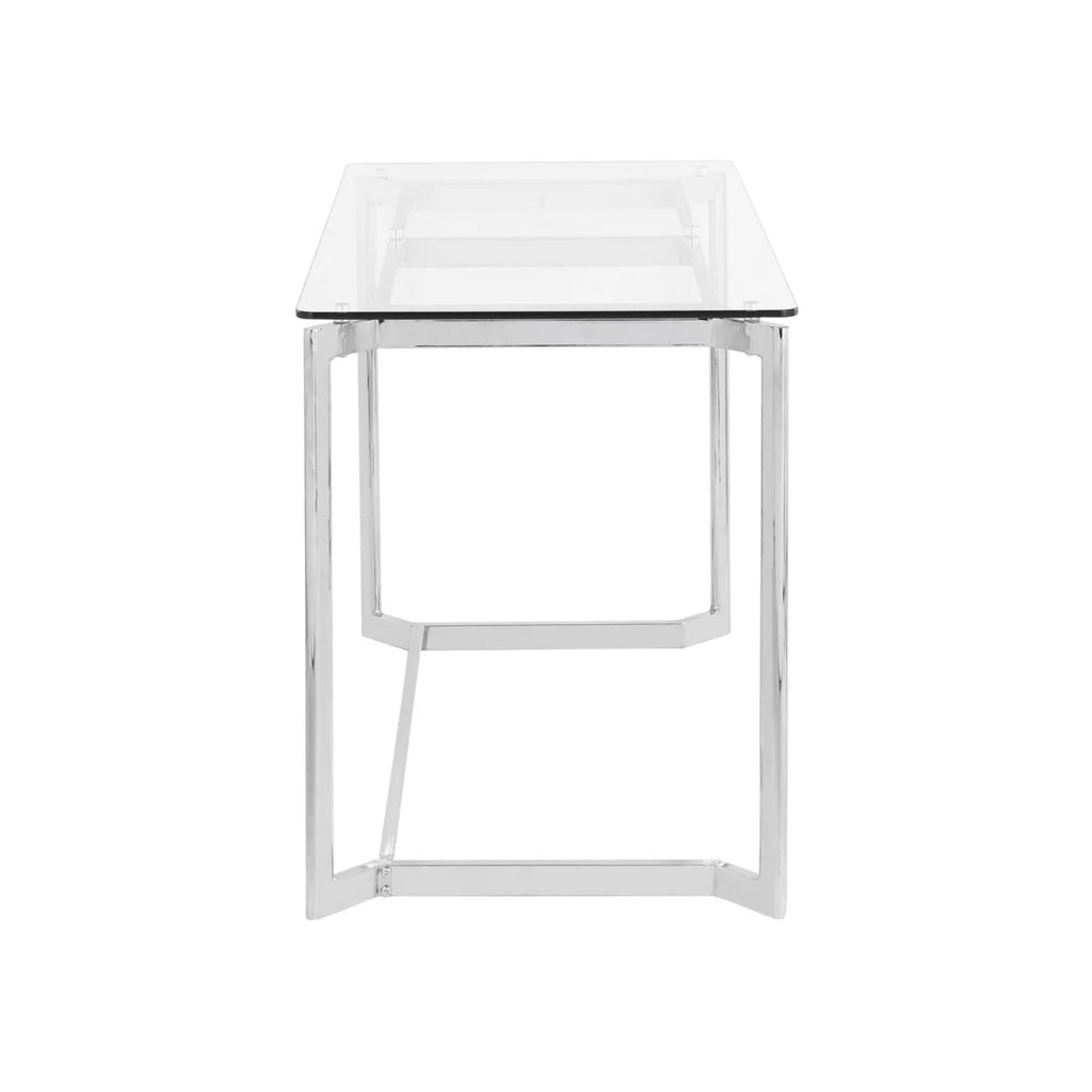 Modern Mirrored Chrome Clear Glass Office Desk D115