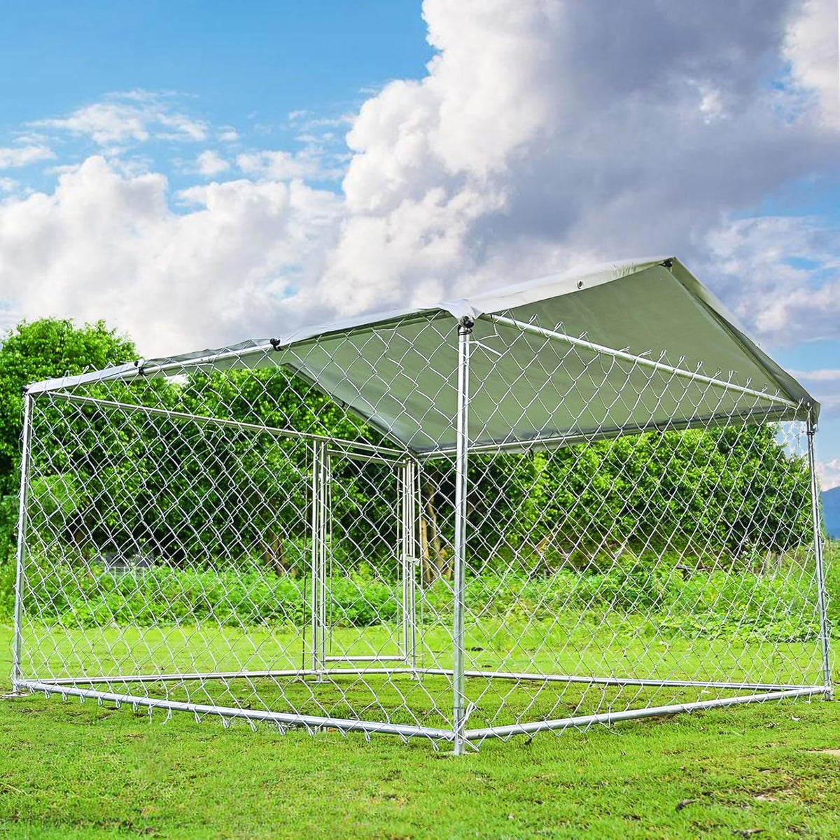 Heavy Duty Outdoor Dog Kennel with Waterproof Roof B72975
