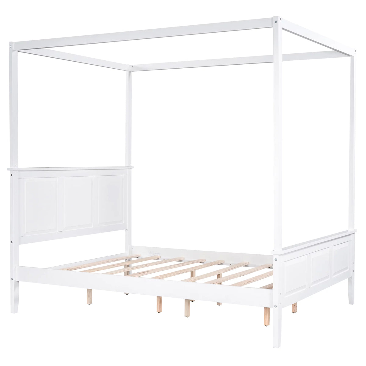King Size Canopy Platform Bed White U44759