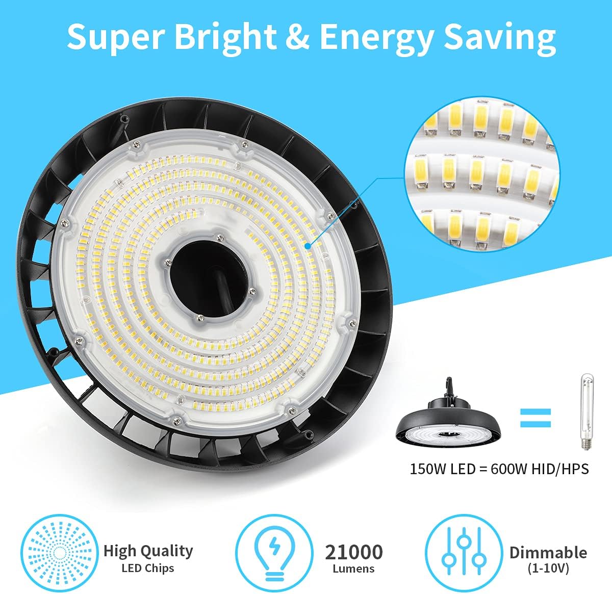 150W Dimmable 5000K LED High Bay Light Pack of 2 X406