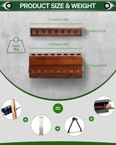 Hardwood Pool Cue Rack for 6 Cues L775