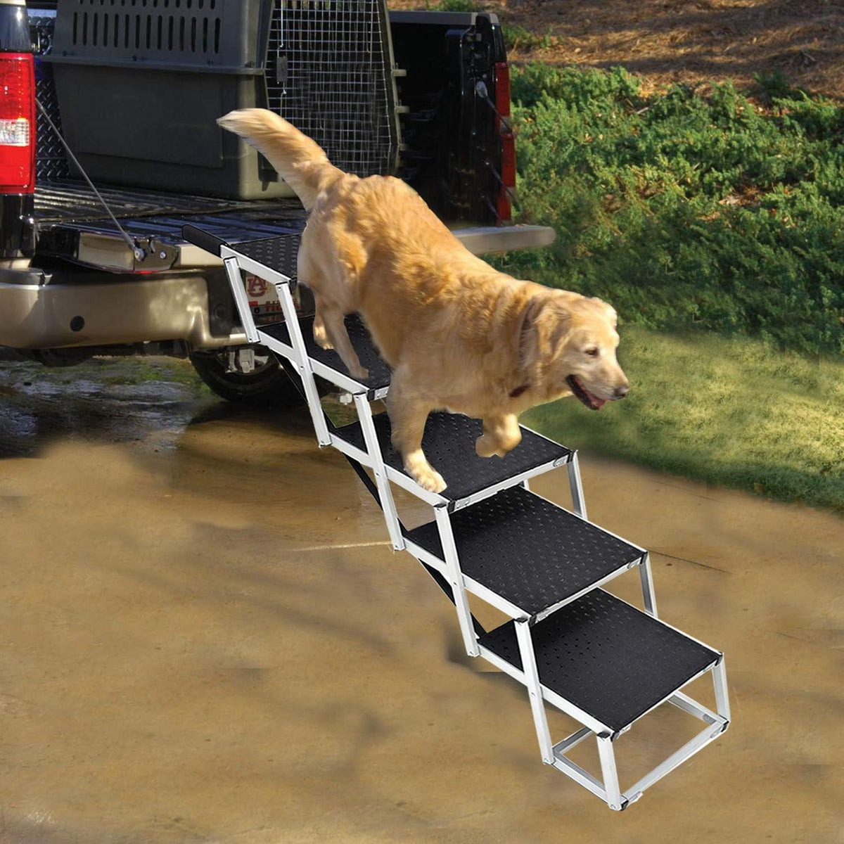 Foldable Aluminum Pet Stairs with Non-slip Surface C948692