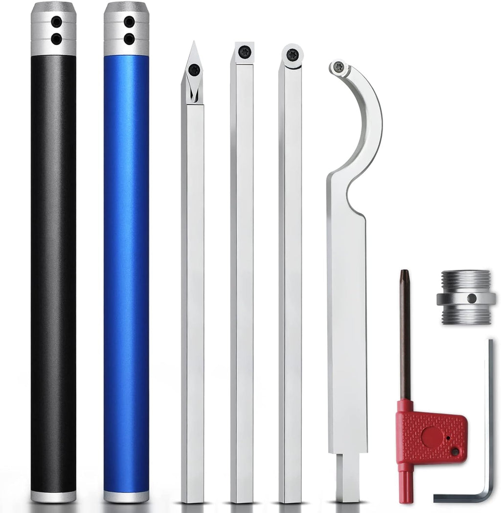 Carbide Lathe Turning Tools with Removable Handle and Adjustable Connector including Swan Neck Hollower, Rougher, Finisher V261294