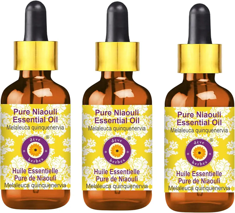 Pure Niaouli Essential Oil with Glass Dropper Steam Distilled 100ml X 3 D39044