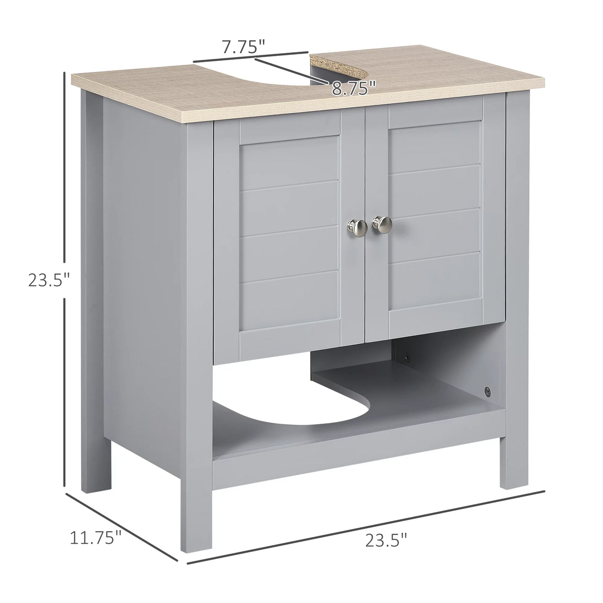 Gray Pedestal Sink Storage Cabinet with Adjustable Shelf V395226