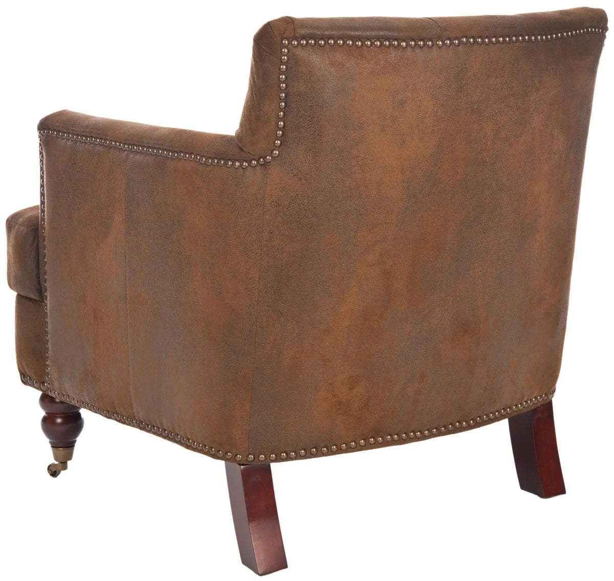 Antique Brown Tufted Club Chair with Casters W4282