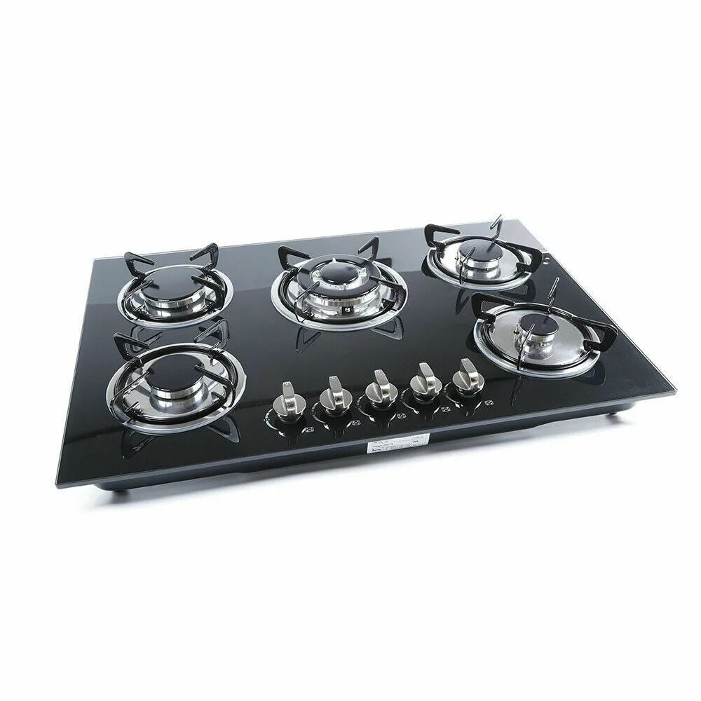 30" 5 Burners Black Tempered Glass Gas Cooktop F2447