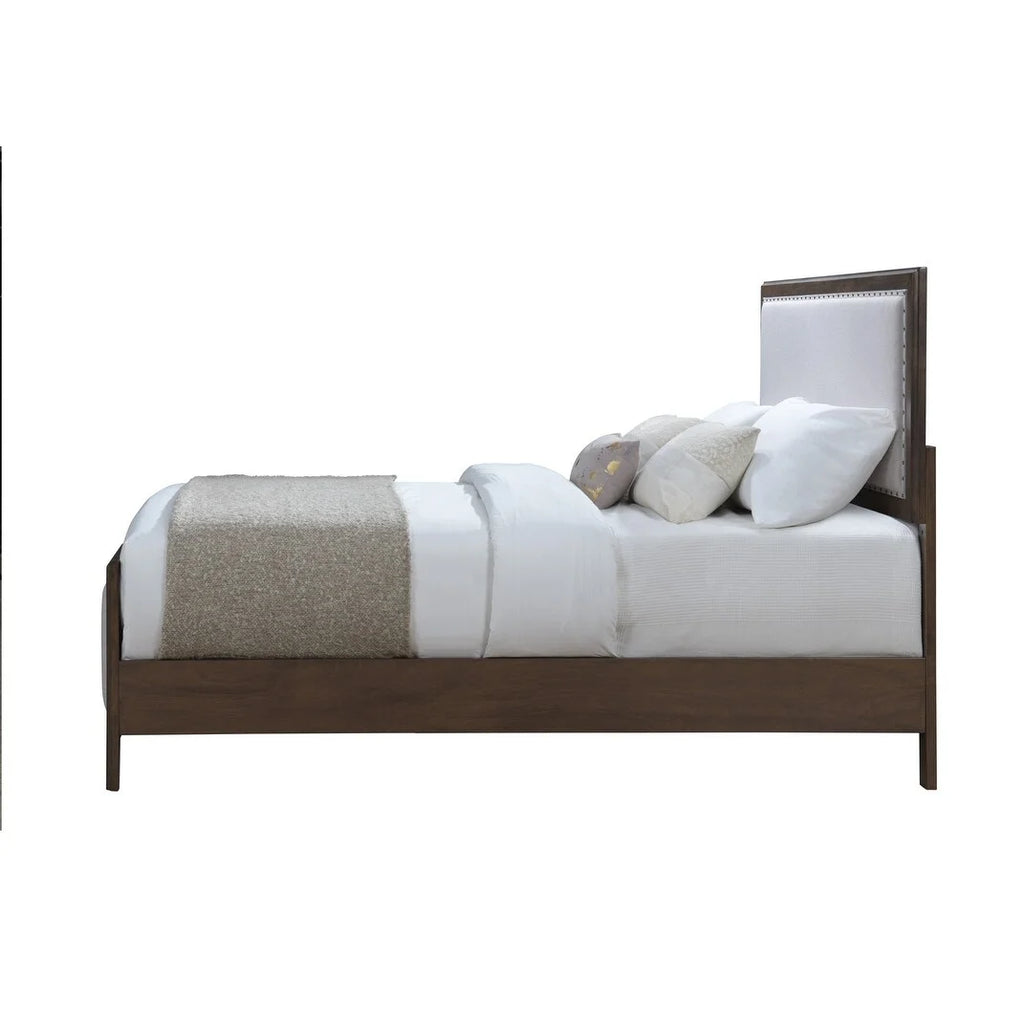 Natural Solid Wood Upholstered Adjustable Platform Bed Queen F6399