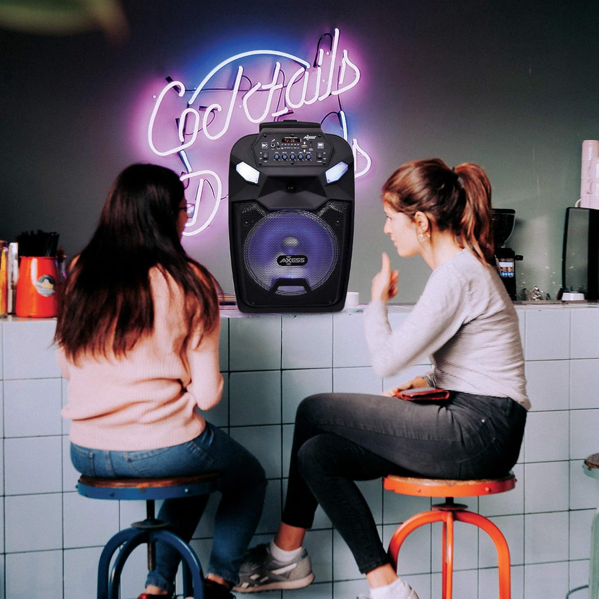 Portable PA Speaker System with Wired Microphone, 12 Wireless Bluetooth Speaker with Rechargeable Battery and Party LED Lights X308