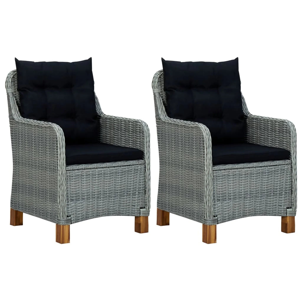 Gray Poly Rattan Patio Chairs with Cushions 2 pcs J2785