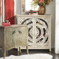 Handcarved Floral Arched Glass Doors Sideboard R3457