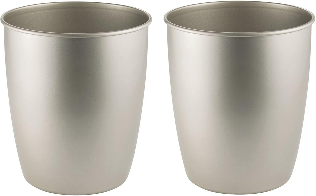 Round Metal Small Trash Can 2 Pack Bronze Q754934