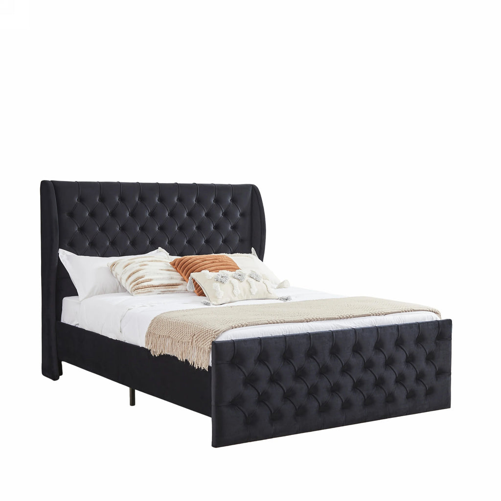 King Size Black Velvet Platform Bed Frame C25307