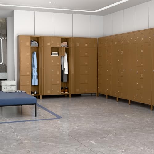 72" H Metal Storage Lockers with Doors and Rod, 7+1 Doors, Camel L95342