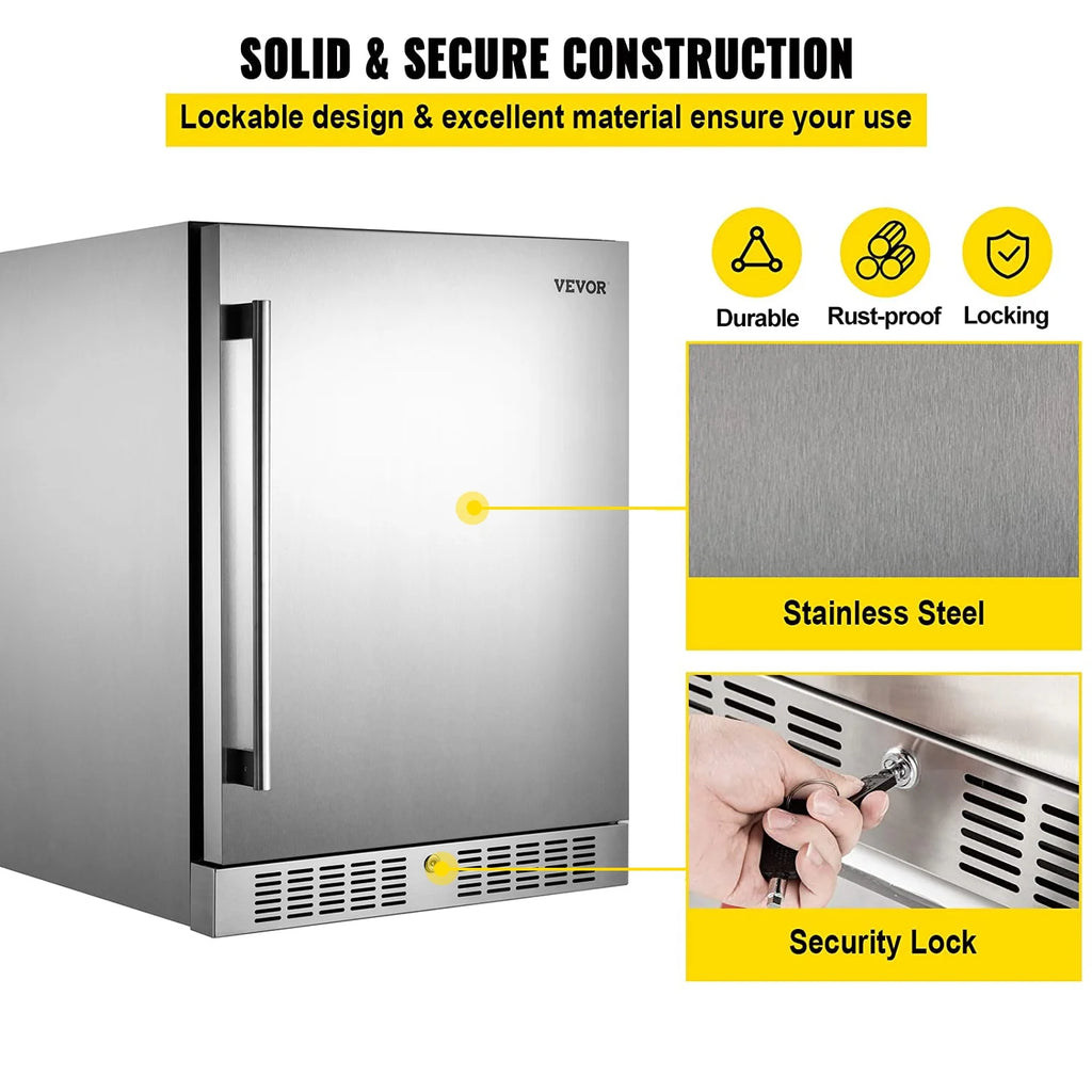 24" Stainless Steel Beverage Cooler 5.5 cu.ft. 142 Can Reversible Door Refrigerator U333808