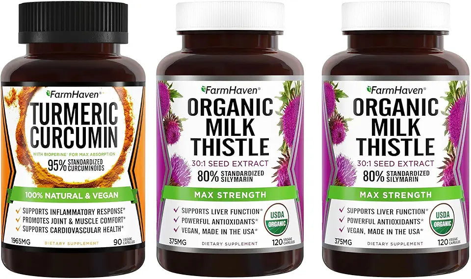 Organic Milk Thistle and Turmeric Curcumin with BioPerine Black Pepper Y577
