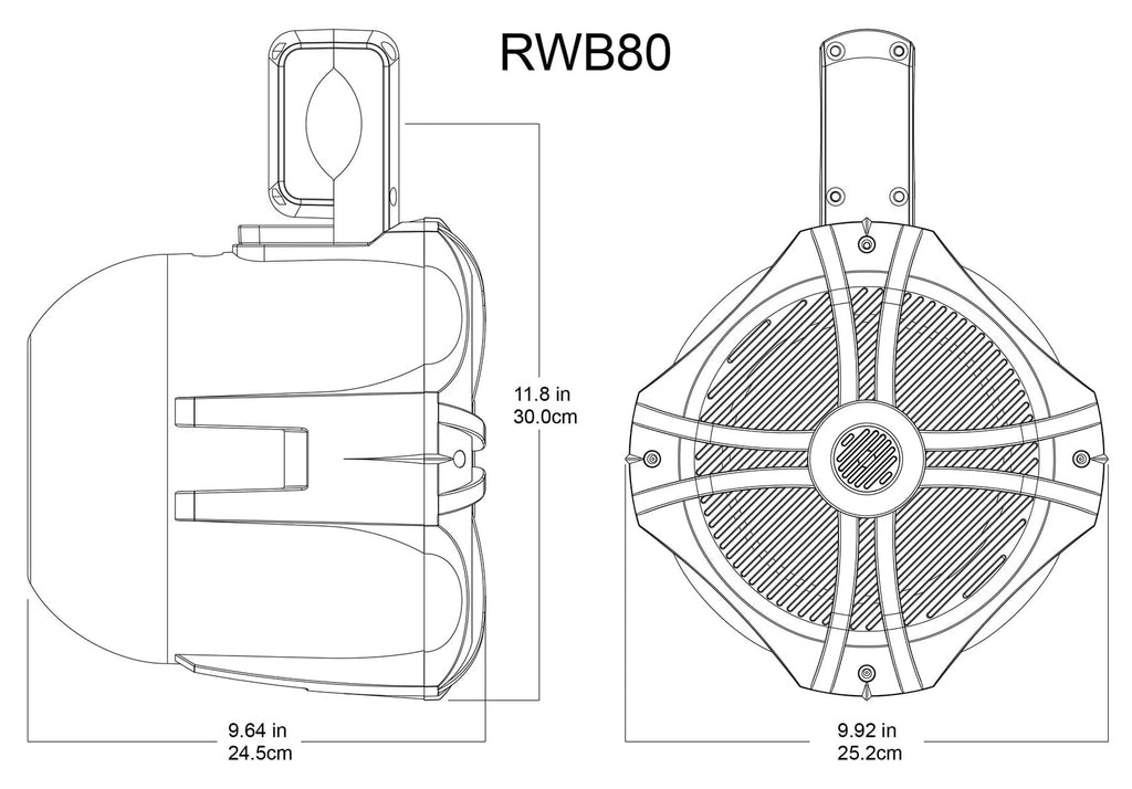 White 600w Marine Wakeboard Tower Speakers and Amplifier A7827