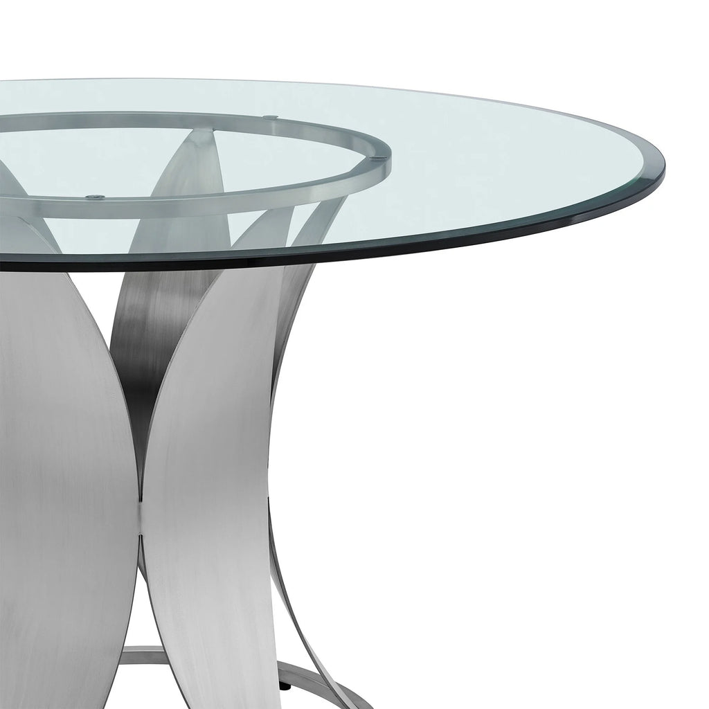 48 Inch Round Glass Top Dining Table with Pedestal Base W815047