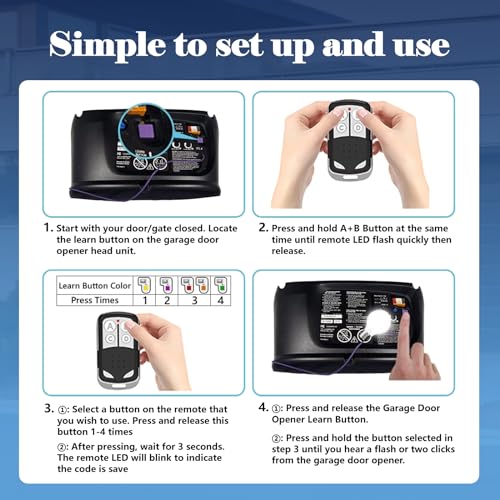 4 Button Garage Door Opener Remote with Keychain S393181