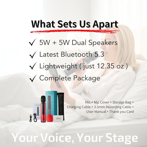 Black Handheld Wireless Microphone with 10W Dual Speakers L92301