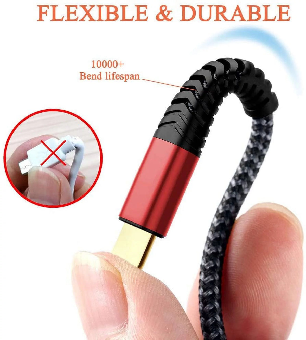 3 in 1 Nylon Braided Multi Charger Cable 2Pack 6ft H3450