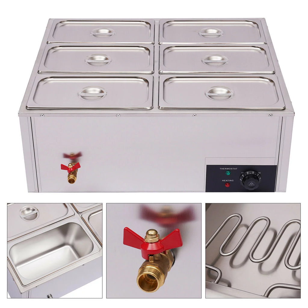 850W 6-Pan Electric Food Warmer with Lid U898